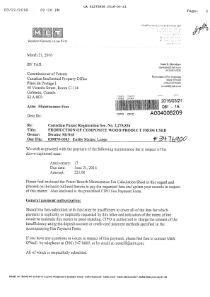 Canadian Patent Document 2275836. Maintenance Fee Payment 20160321. Image 1 of 3