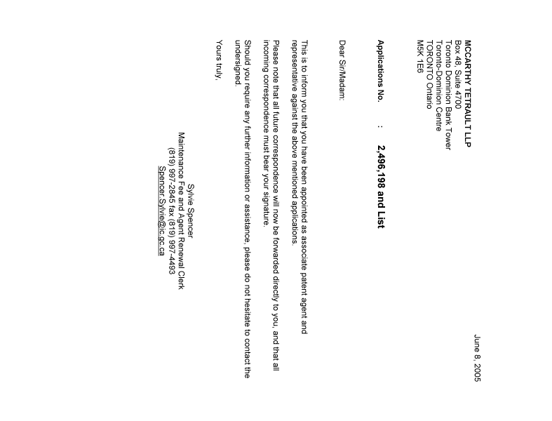 Canadian Patent Document 2276442. Correspondence 20050609. Image 1 of 1