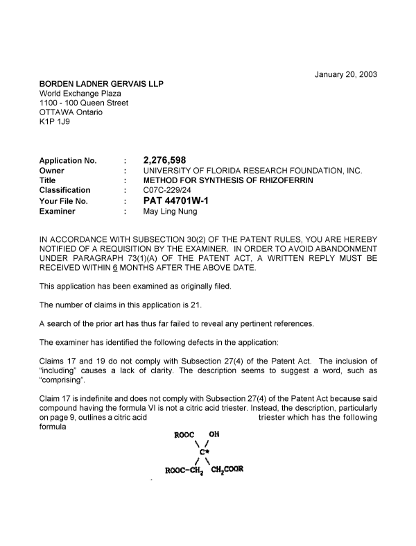 Document de brevet canadien 2276598. Poursuite-Amendment 20030120. Image 1 de 2