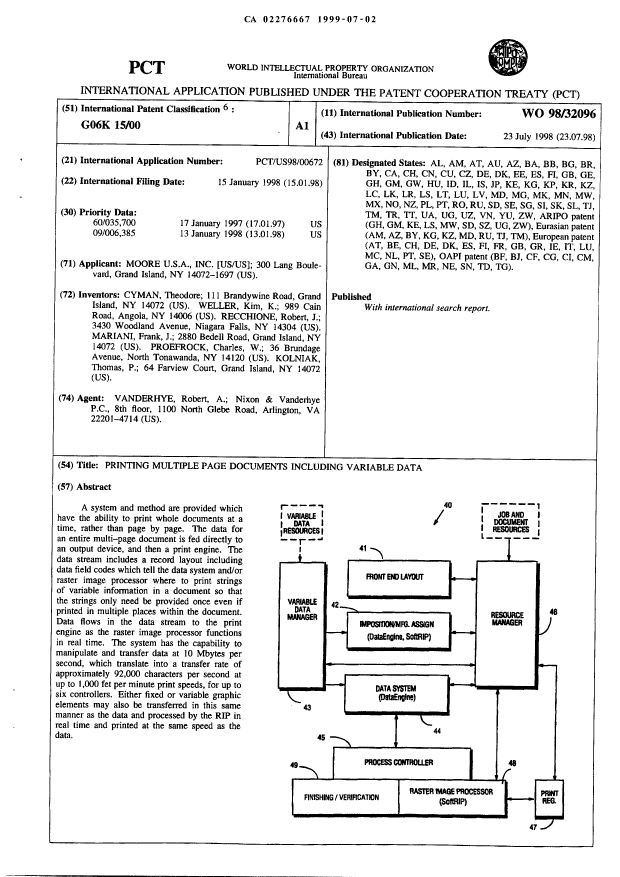 Document de brevet canadien 2276667. Abrégé 19990702. Image 1 de 1