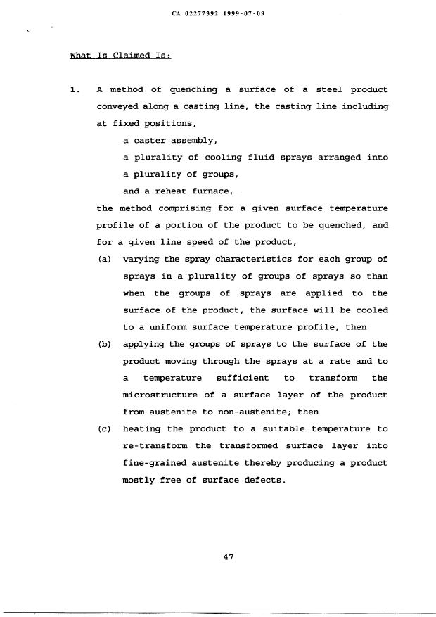Document de brevet canadien 2277392. Revendications 19990709. Image 1 de 6