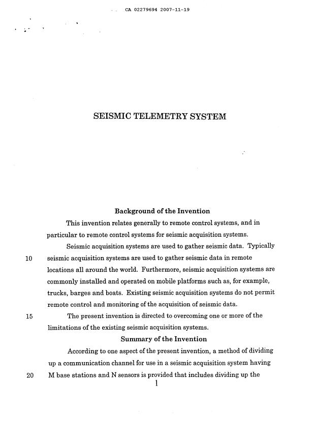 Document de brevet canadien 2279694. Description 20071119. Image 1 de 59