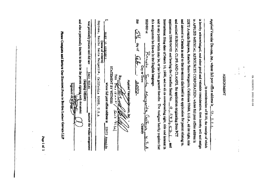 Canadian Patent Document 2283571. Correspondence 20011206. Image 2 of 2