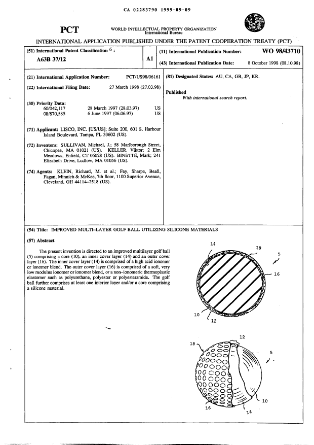 Document de brevet canadien 2283790. Abrégé 19990909. Image 1 de 1