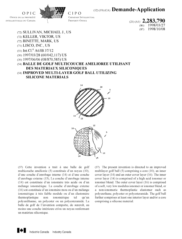 Document de brevet canadien 2283790. Page couverture 19991117. Image 1 de 1