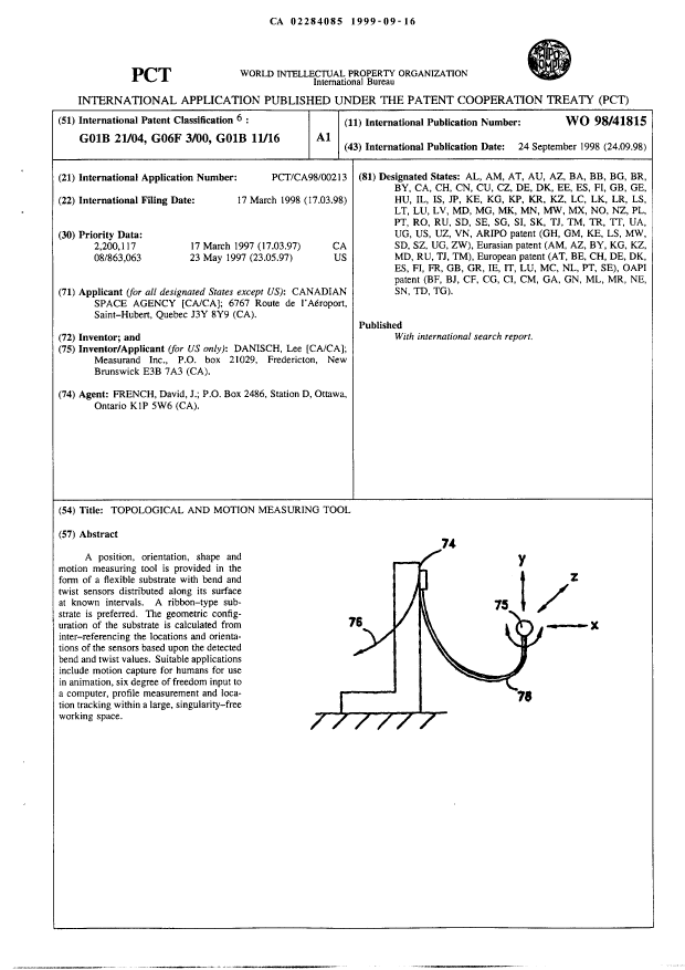 Document de brevet canadien 2284085. Abrégé 19981216. Image 1 de 1