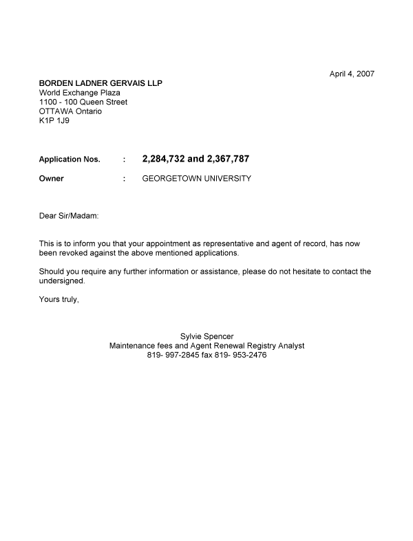 Canadian Patent Document 2284732. Correspondence 20061204. Image 1 of 1