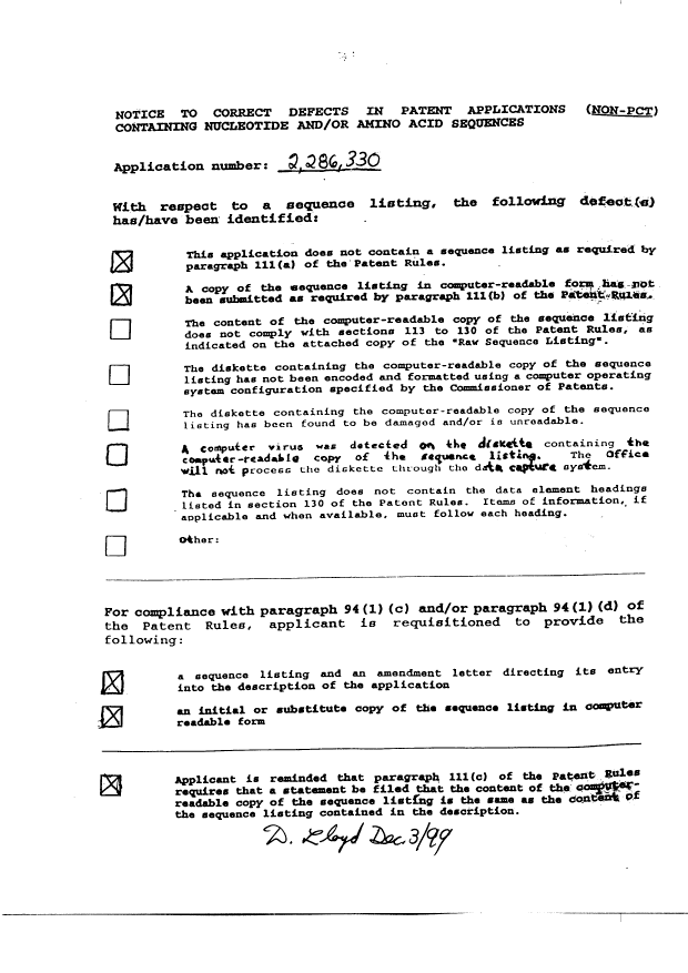 Canadian Patent Document 2286330. Prosecution-Amendment 19981203. Image 1 of 1