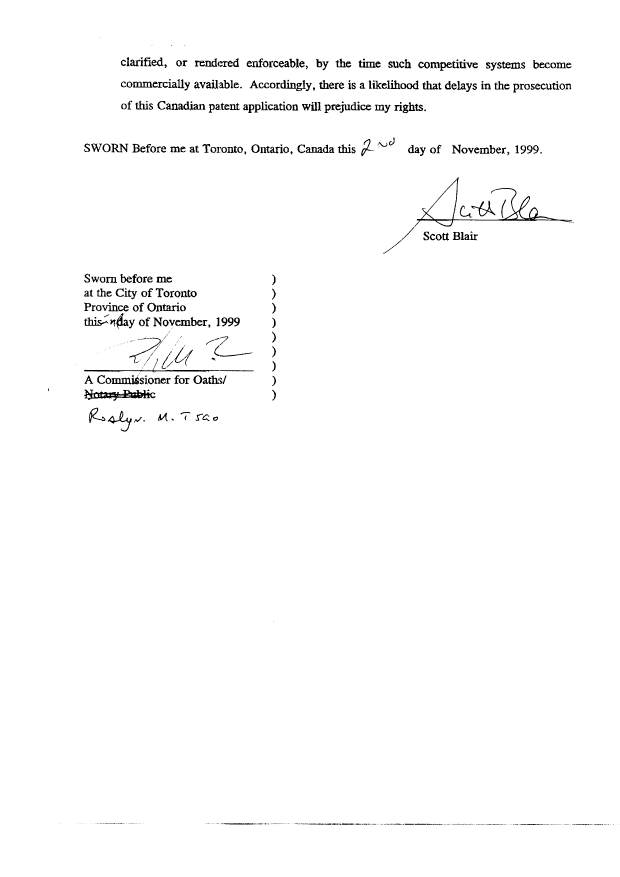 Document de brevet canadien 2286794. Cession 19991104. Image 8 de 8