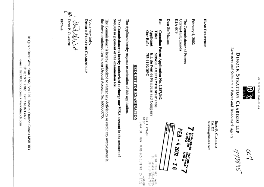 Canadian Patent Document 2287342. Prosecution-Amendment 20020204. Image 1 of 1