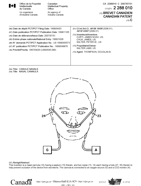 Canadian Patent Document 2288010. Cover Page 20061210. Image 1 of 1