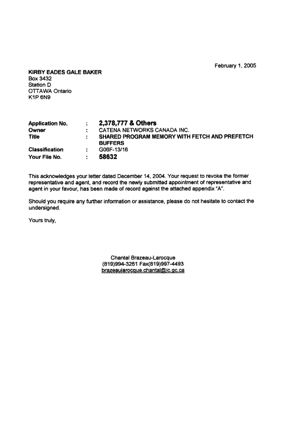Canadian Patent Document 2289275. Correspondence 20041201. Image 1 of 2