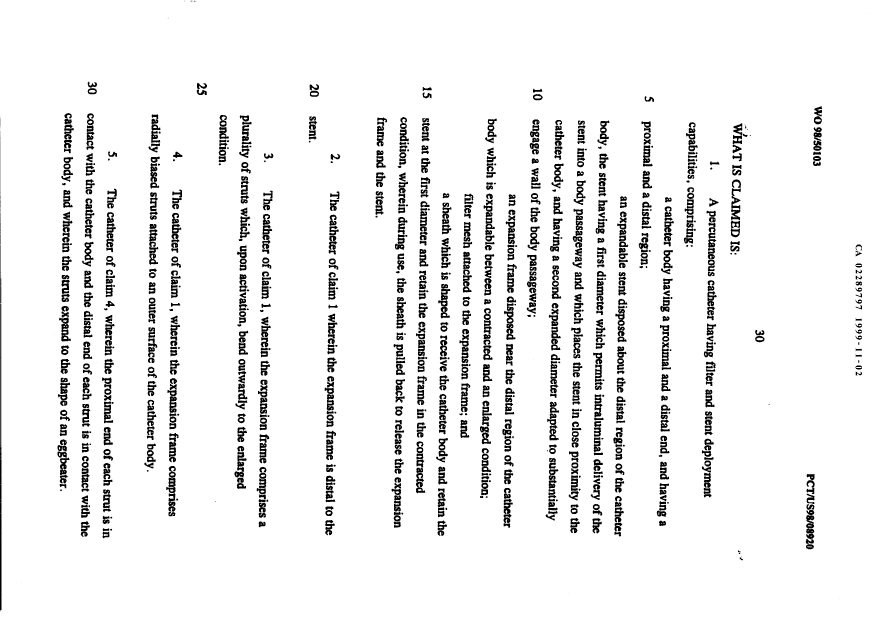 Document de brevet canadien 2289797. Revendications 20040607. Image 1 de 3