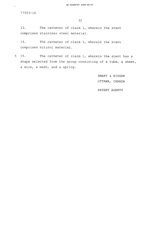 Document de brevet canadien 2289797. Revendications 20040607. Image 3 de 3