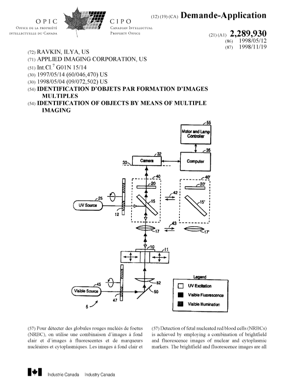 Canadian Patent Document 2289930. Cover Page 19991212. Image 1 of 2