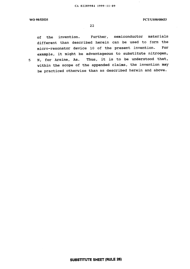 Canadian Patent Document 2289984. Description 19991109. Image 22 of 22