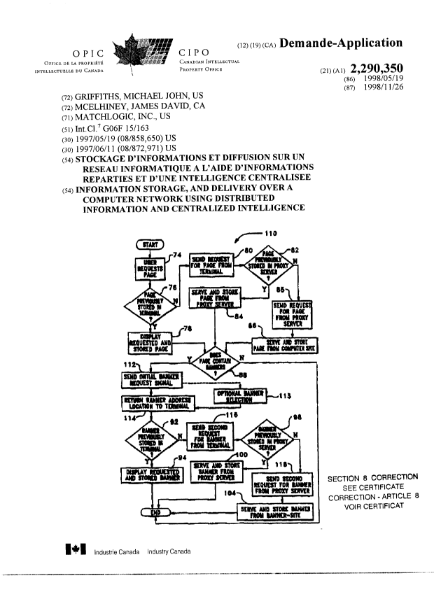Canadian Patent Document 2290350. Cover Page 19991201. Image 1 of 3
