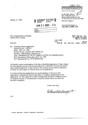 Canadian Patent Document 2290531. Prosecution-Amendment 20021221. Image 1 of 1