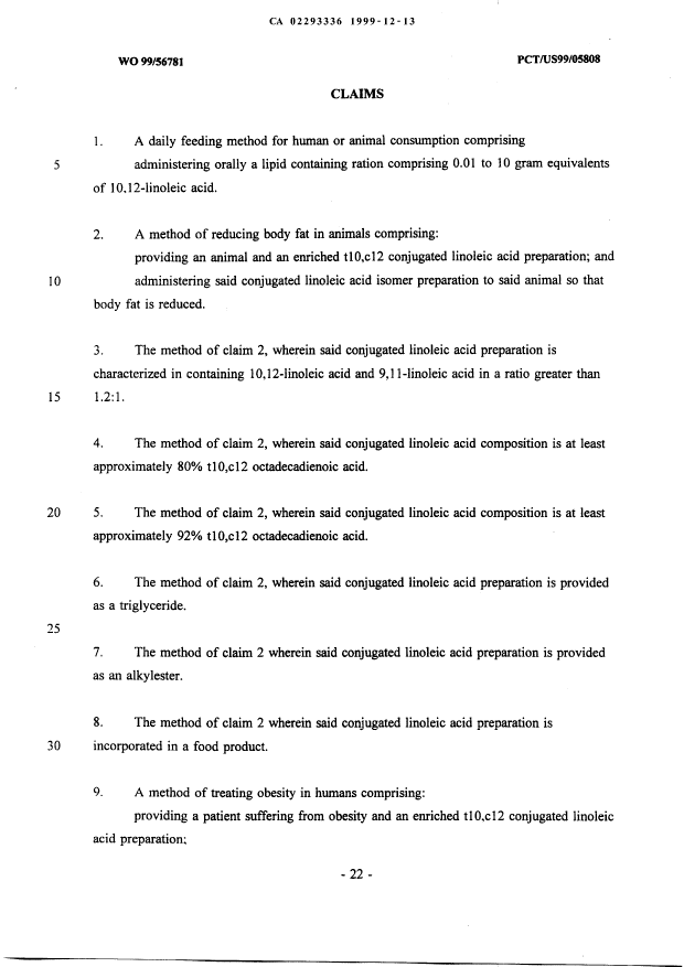 Document de brevet canadien 2293336. Revendications 19991213. Image 1 de 4
