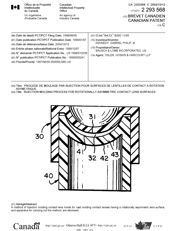 Document de brevet canadien 2293568. Page couverture 20040916. Image 1 de 1