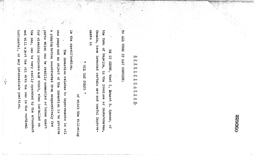 Canadian Patent Document 229360. Description 19941213. Image 1 of 6