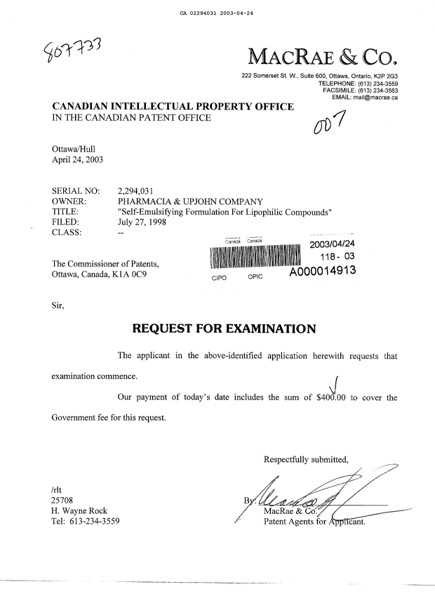 Canadian Patent Document 2294031. Prosecution-Amendment 20021224. Image 1 of 1