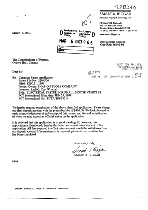 Canadian Patent Document 2294506. Prosecution-Amendment 20030306. Image 1 of 1