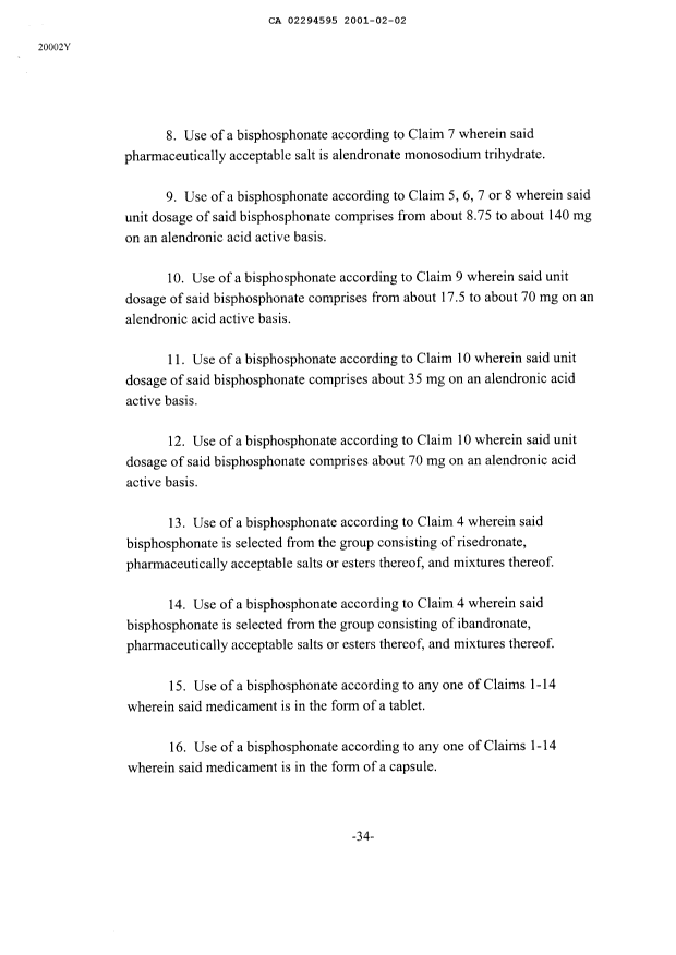 Document de brevet canadien 2294595. Revendications 20001202. Image 2 de 22