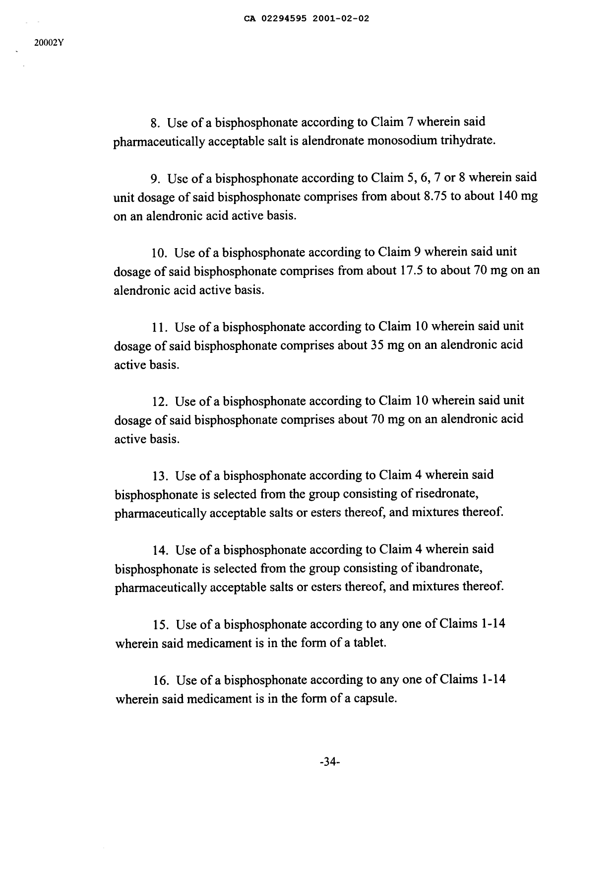 Document de brevet canadien 2294595. Revendications 20001202. Image 2 de 22