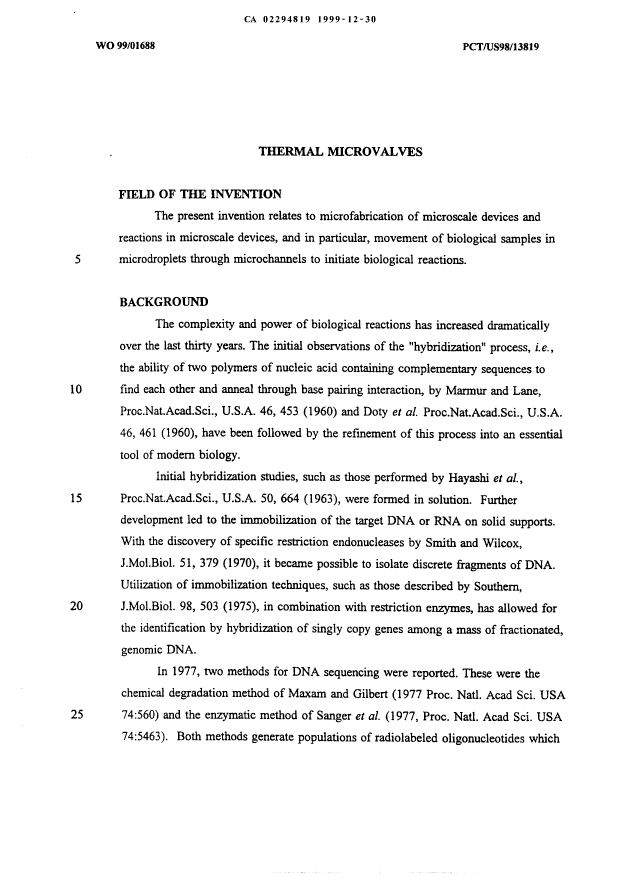 Canadian Patent Document 2294819. Description 20040712. Image 1 of 42