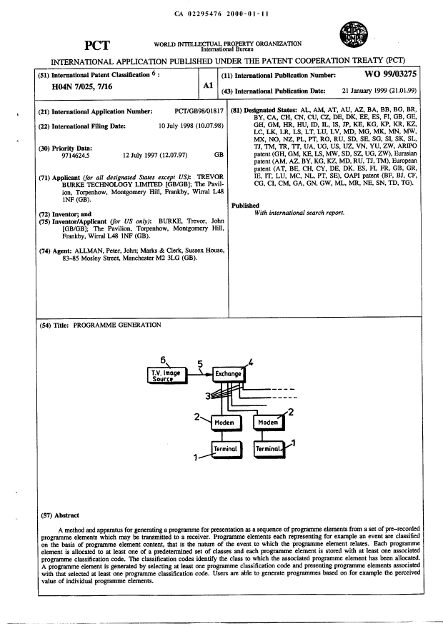 Document de brevet canadien 2295476. Abrégé 20000111. Image 1 de 1