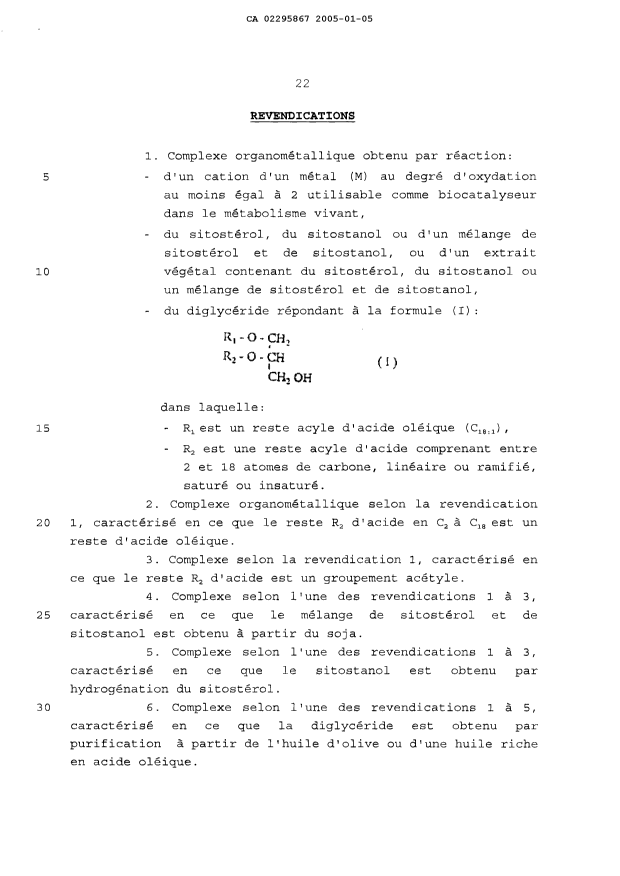 Document de brevet canadien 2295867. Revendications 20050315. Image 1 de 7