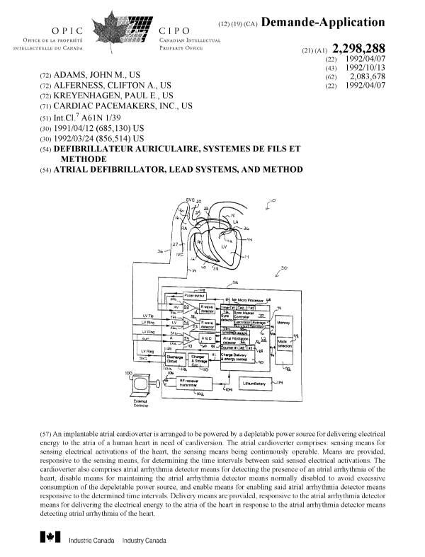 Canadian Patent Document 2298288. Cover Page 19991213. Image 1 of 1