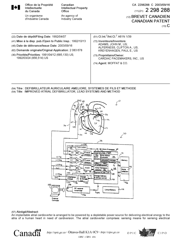Canadian Patent Document 2298288. Cover Page 20021214. Image 1 of 2