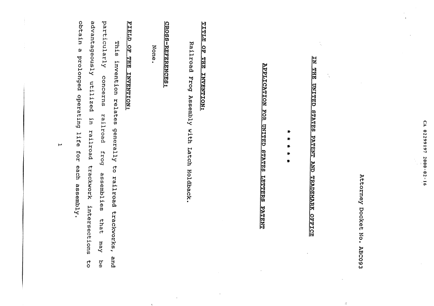 Canadian Patent Document 2299197. Description 20000216. Image 1 of 8