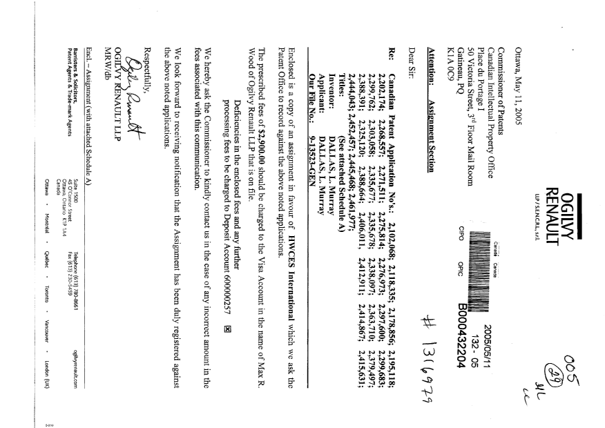 Document de brevet canadien 2299683. Cession 20050511. Image 1 de 10