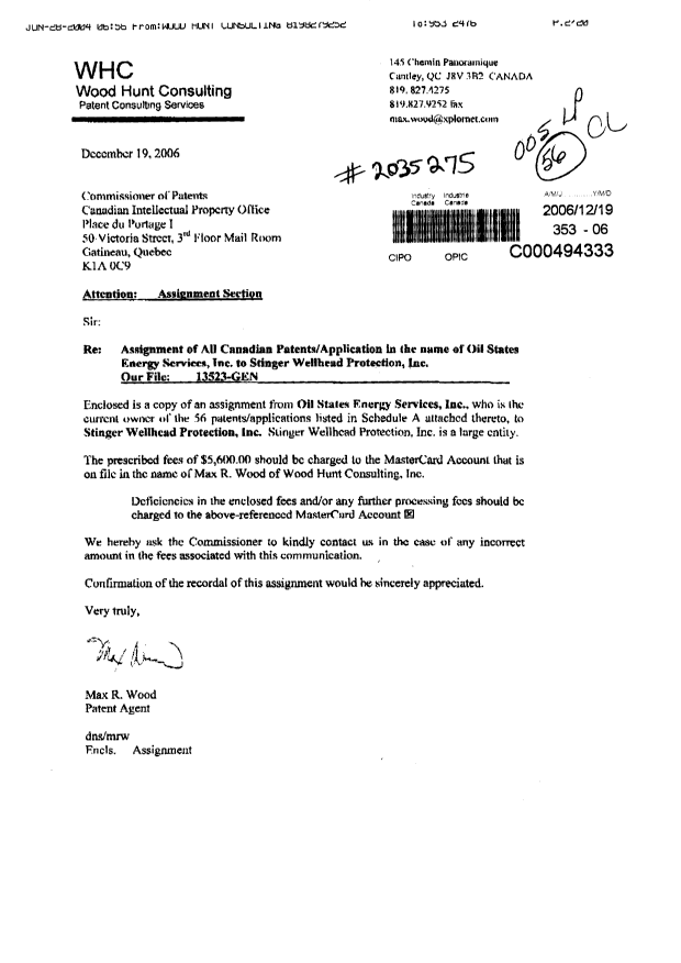 Document de brevet canadien 2299683. Cession 20061219. Image 1 de 20