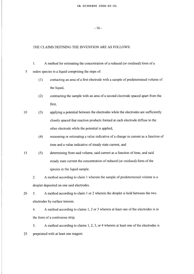 Document de brevet canadien 2300406. Revendications 20060201. Image 1 de 3