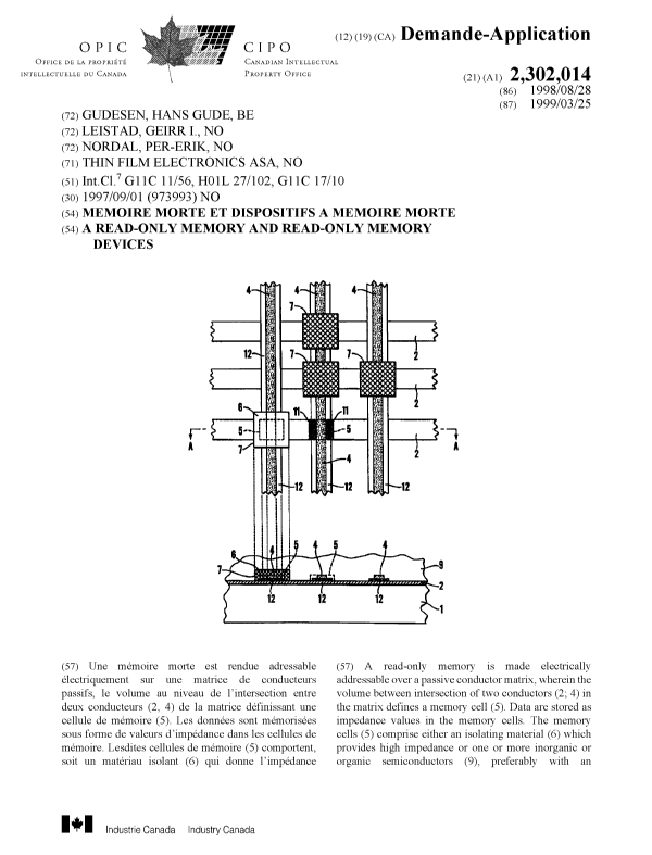 Document de brevet canadien 2302014. Page couverture 20000510. Image 1 de 2
