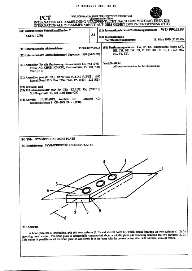 Canadian Patent Document 2302261. Abstract 19991201. Image 1 of 1