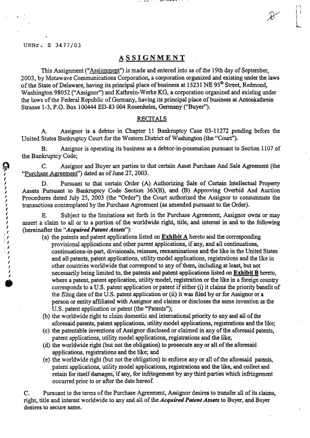Canadian Patent Document 2302547. Assignment 20041125. Image 2 of 13