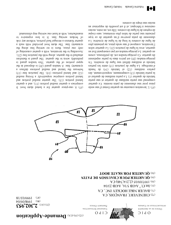Canadian Patent Document 2302953. Cover Page 19991217. Image 1 of 1
