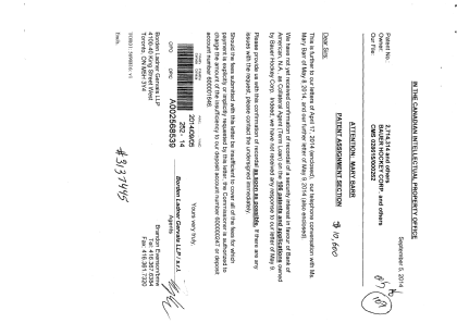 Canadian Patent Document 2302953. Assignment 20131205. Image 1 of 23