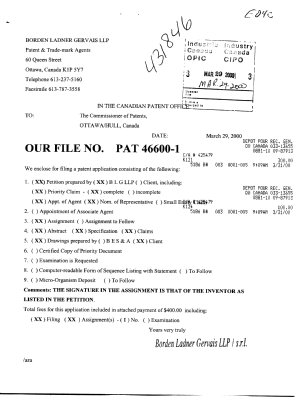 Canadian Patent Document 2303040. Assignment 20000329. Image 1 of 6