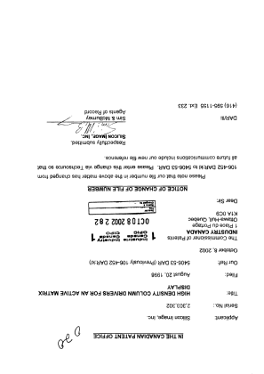 Canadian Patent Document 2303302. Correspondence 20011208. Image 1 of 1
