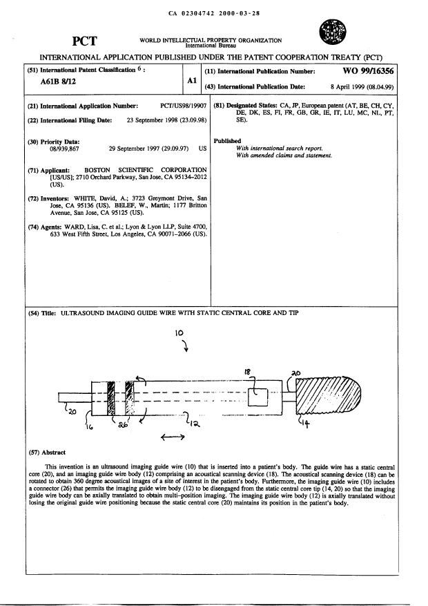 Document de brevet canadien 2304742. Abrégé 20000328. Image 1 de 1