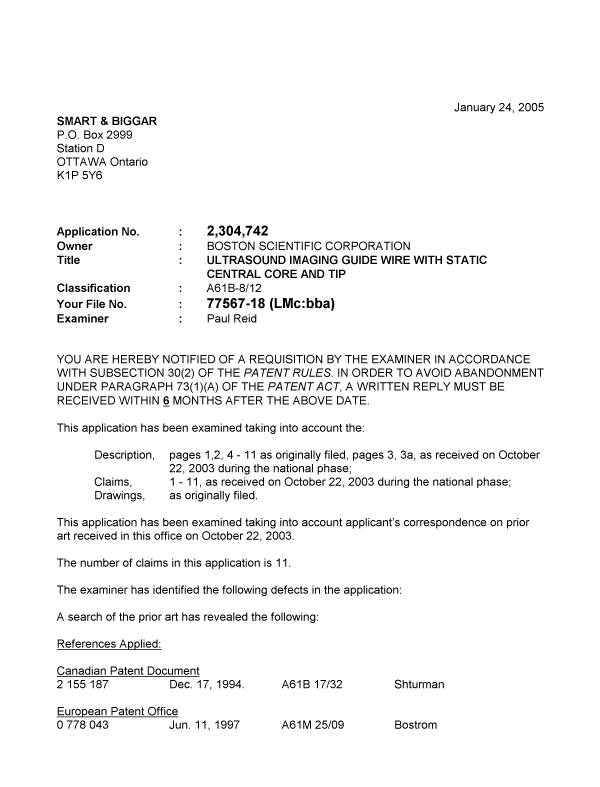 Document de brevet canadien 2304742. Poursuite-Amendment 20050124. Image 1 de 2