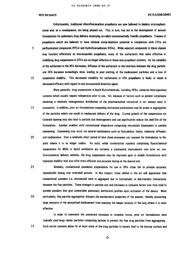 Canadian Patent Document 2304819. Description 19991227. Image 2 of 65