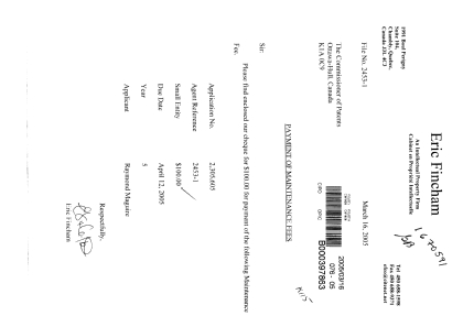 Document de brevet canadien 2305605. Taxes 20041216. Image 1 de 1