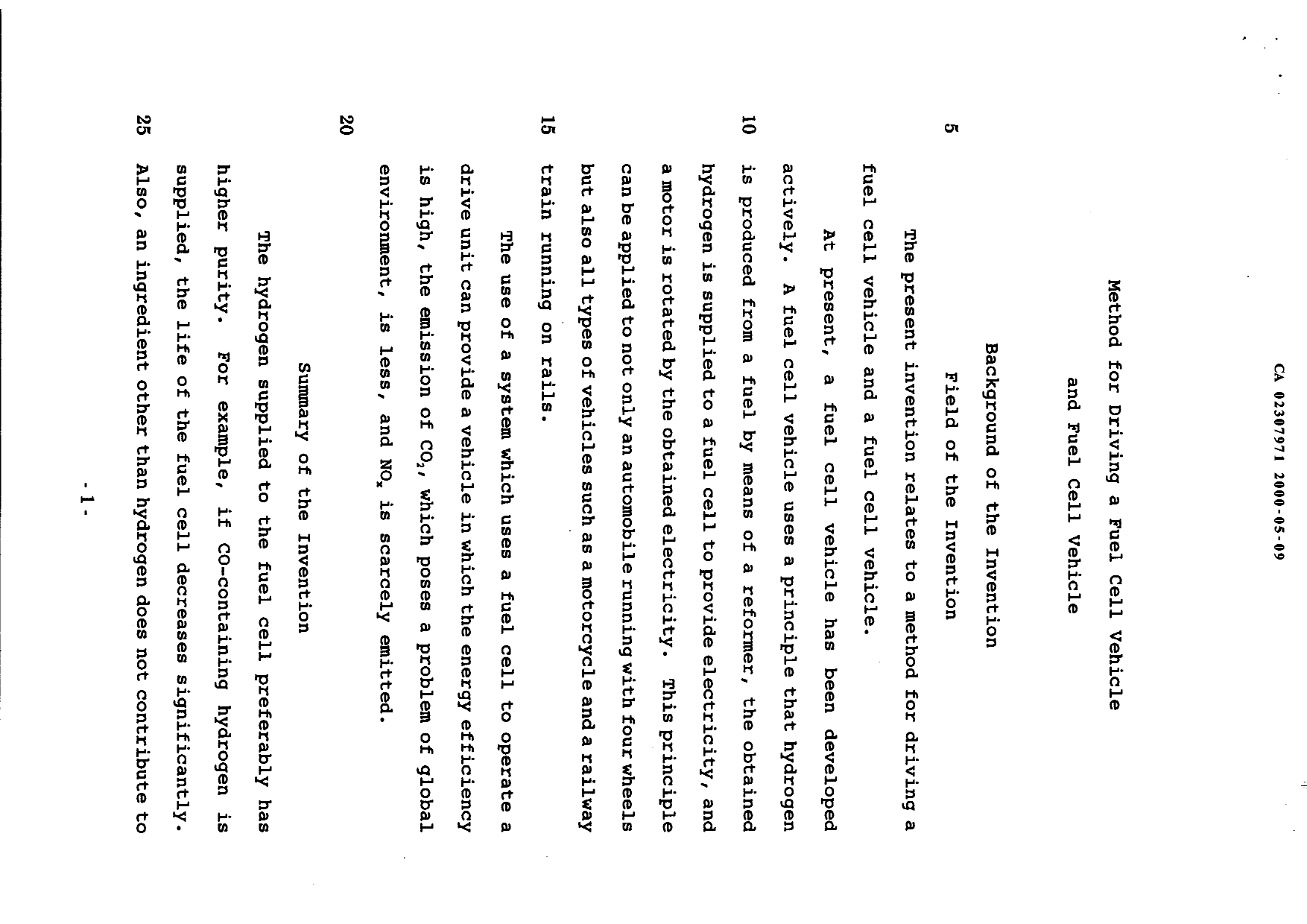 Canadian Patent Document 2307971. Description 20031222. Image 1 of 18